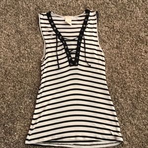 Love on Tap sleeveless Black and White Shirt